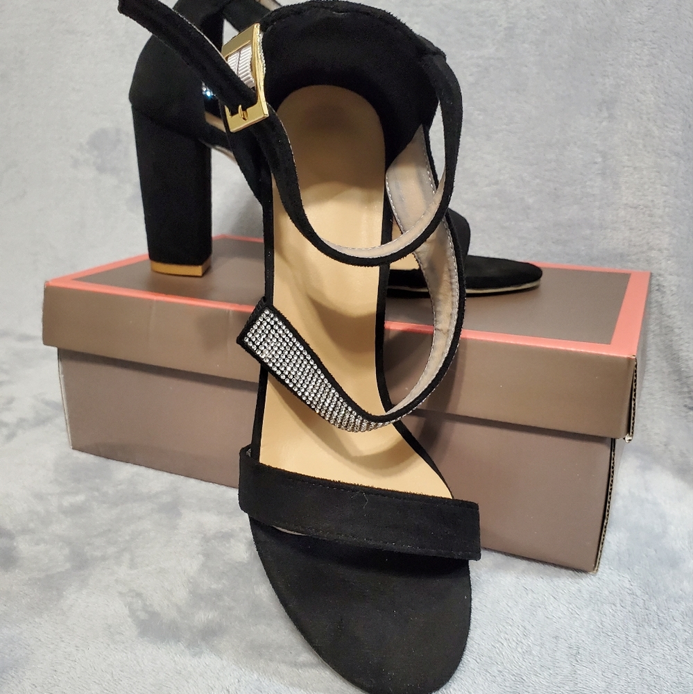 Women's Black Rhinestone Heels